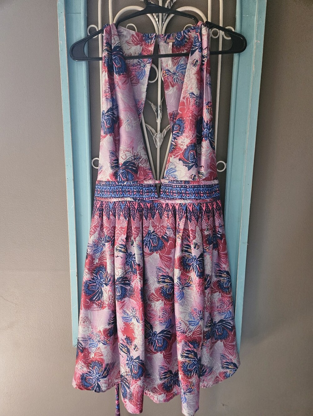 Free People - Pink and Blue Backless Floral Sundress